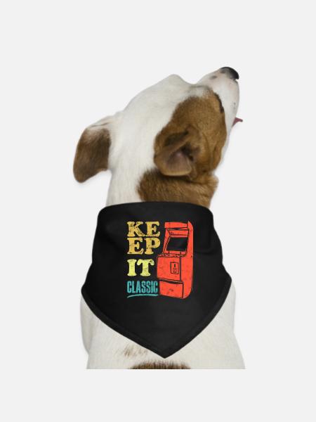 Keep It Classic - Retro 90er Arcade-Spiele - Hunde-Bandana - Schwarz - Vorne