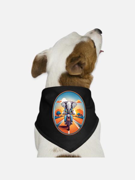 Elephant on motorcycle - Dog Bandana - black - Front