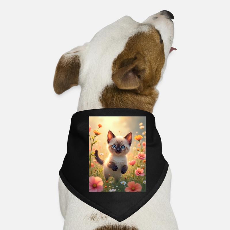 Süßes Siamkätzchen in einer Blumenwiese Hunde-Bandana