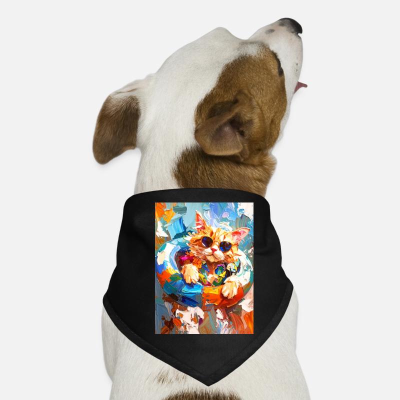 Chat cool dans un anneau de natation coloré Bandana pour chien
