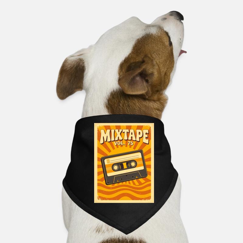 Retro-Mixtape-Illustration mit warmen Siebzigern Hunde-Bandana