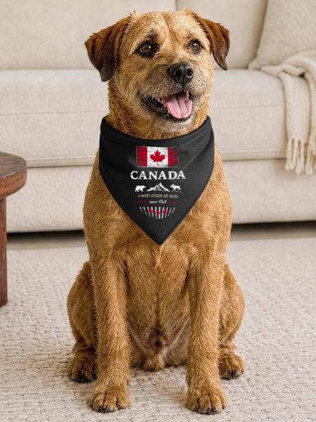 Canada Kanada Amerika maple leaf Flagge Fahne - Hunde-Bandana - Schwarz - Vorne