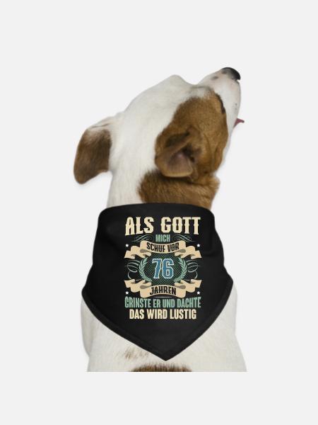 76. Geburtstag Als Gott Mich Schuf Vor - Hunde-Bandana - Schwarz - Vorne