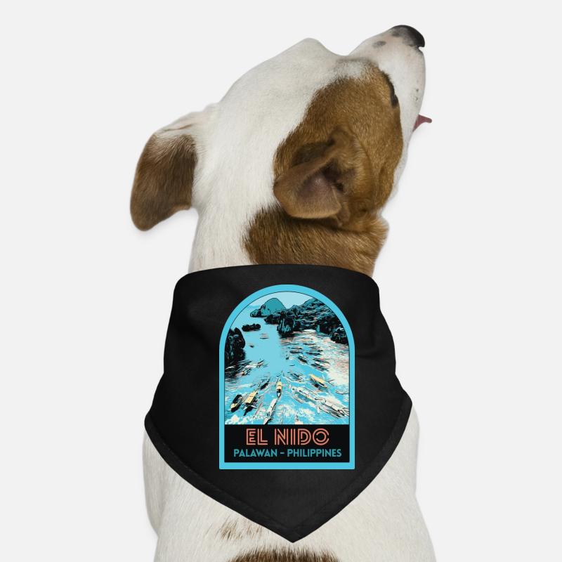 Bateaux de pêche à El Nido, Palawan, Philippines Bandana pour chien