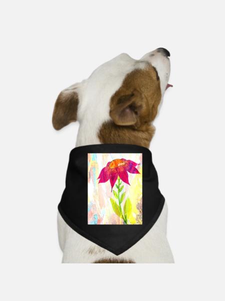 Eine Blume - Hunde-Bandana - Schwarz - Vorne