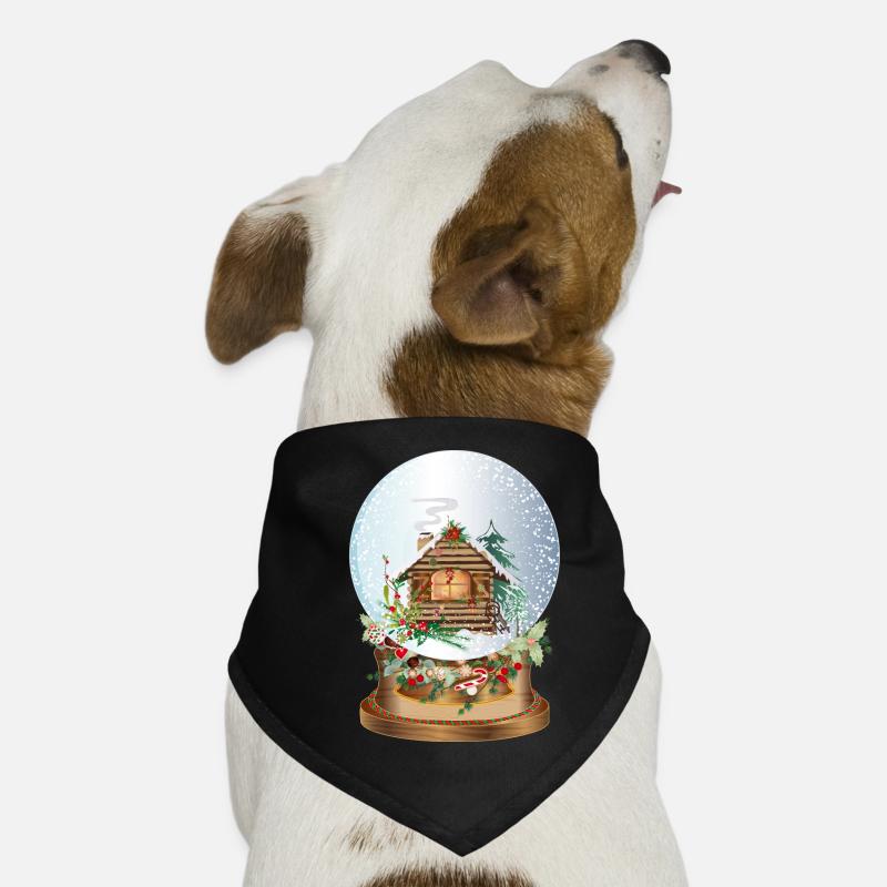 beautiful nostalgic snow globe with log cabin Dog Bandana