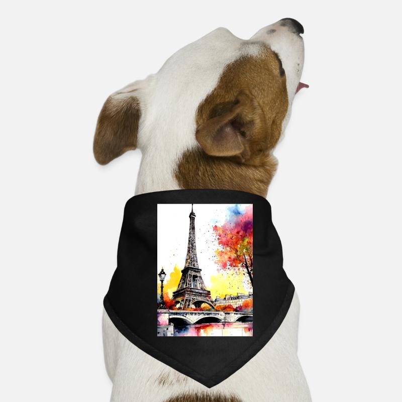 Tour Eiffel en aquarelle automnale Bandana pour chien