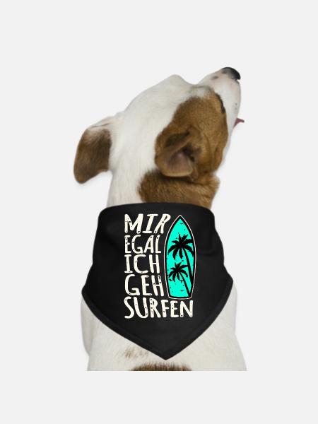 Mir Egal Ich Geh Surfen - Hunde-Bandana - Schwarz - Vorne