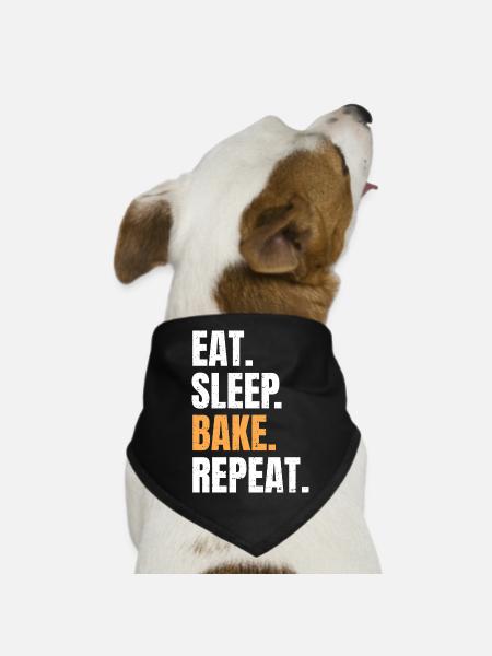 Eat Sleep Bake Repeat Backen Bäcker Beruf Hobby - Hunde-Bandana - Schwarz - Vorne