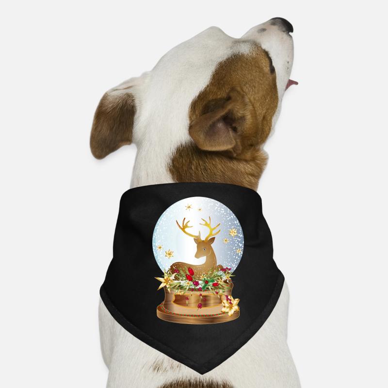 nostalgic snow globe with deer for Christmas Dog Bandana