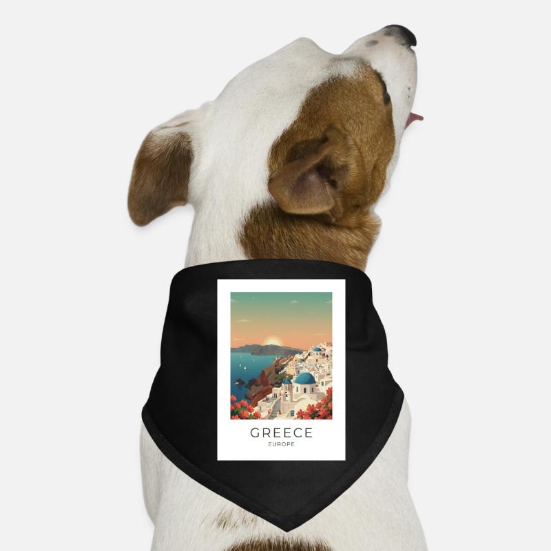 Vue côtière du coucher de soleil de Santorin Bandana pour chien