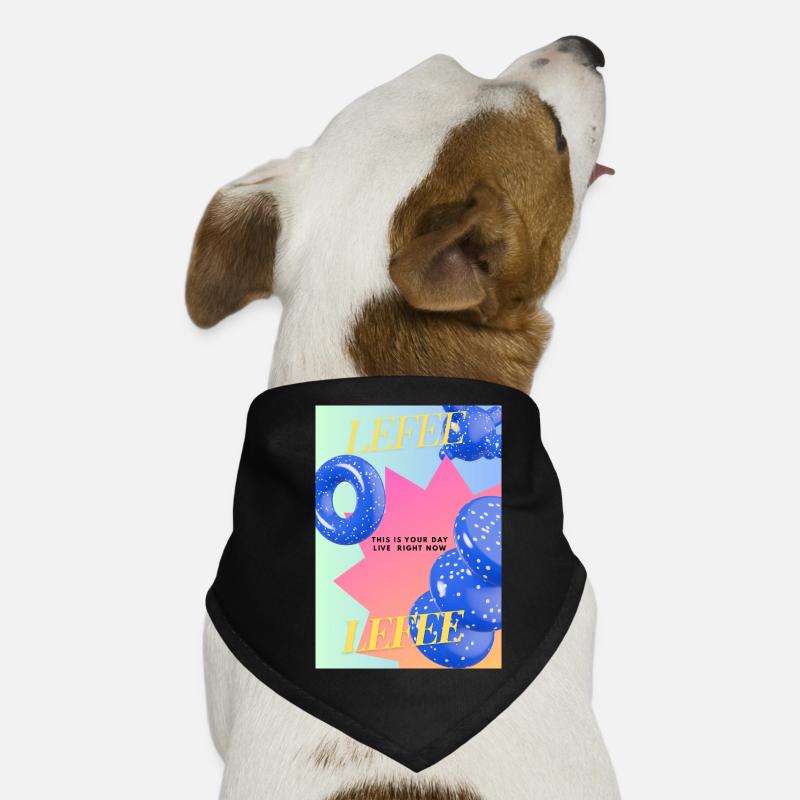 Lebe Dein Tag – bunte Ballon-Explosion - Hunde-Bandana - Schwarz