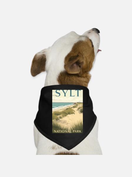 Sylt National Park | Vintage Beach Poster - Dog Bandana - black - Front