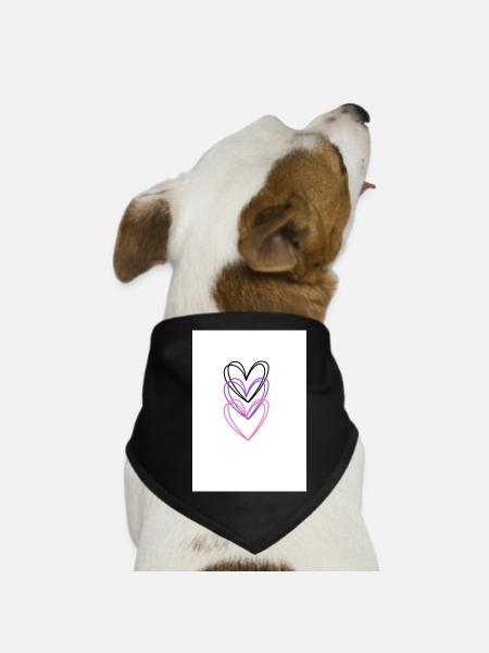Three intertwined hearts in neon colors - Dog Bandana - black - Front