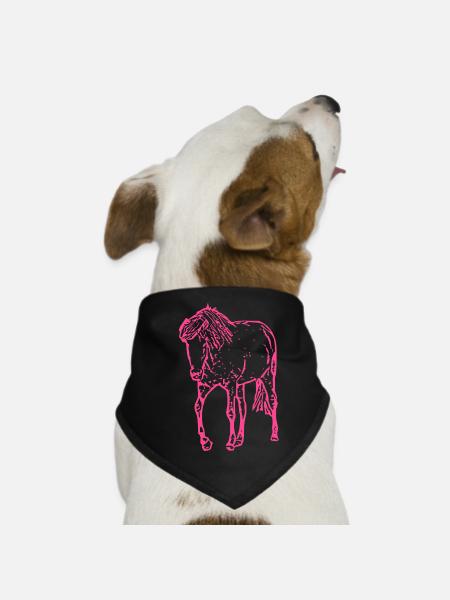 Cheval rose rose - Bandana pour chien - noir - Devant