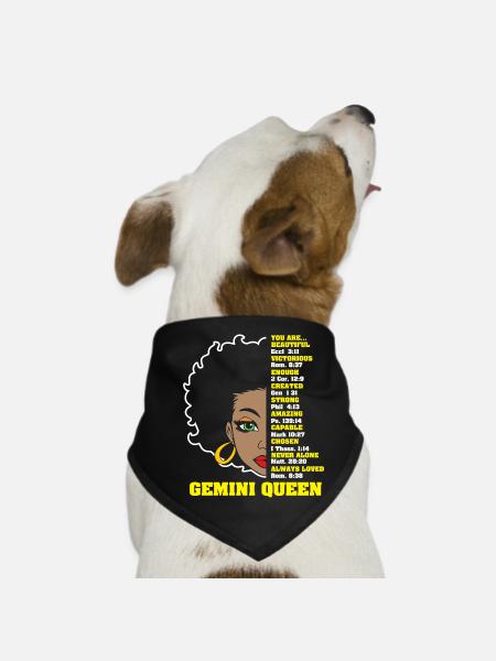Zodiac sign Gemini - Dog Bandana - black - Front