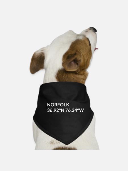 Norfolk Virginia USA Koordinaten - Hunde-Bandana - Schwarz - Vorne