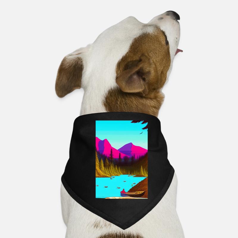 Landschaft mit See, Boot und Berge Hunde-Bandana