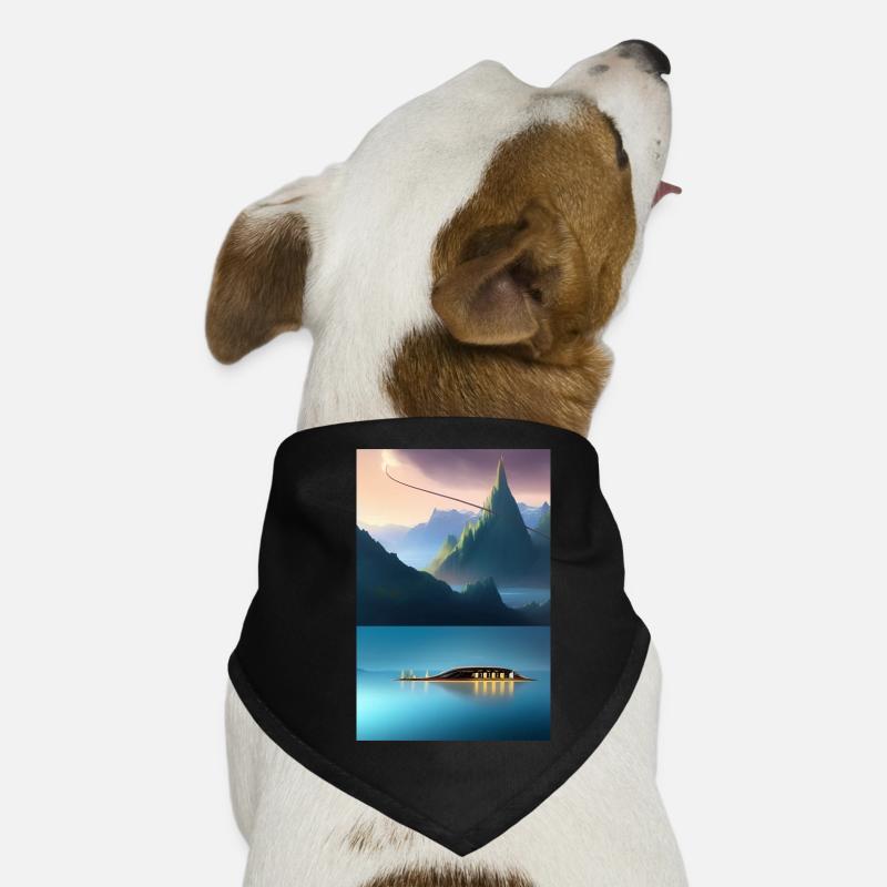 Landschaft mit See, Boot und Berge Hunde-Bandana