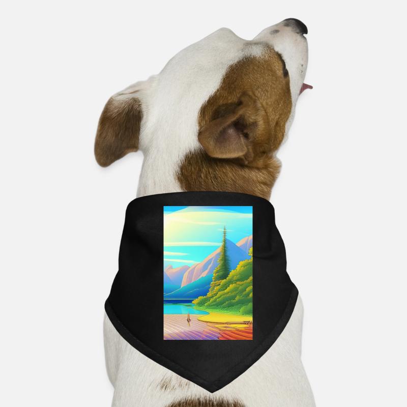 Landschaft mit See, Boot und Berge Hunde-Bandana