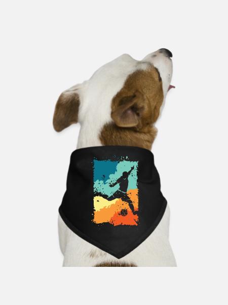Soccer player color explosion shot retro vintage - Dog Bandana - black - Front