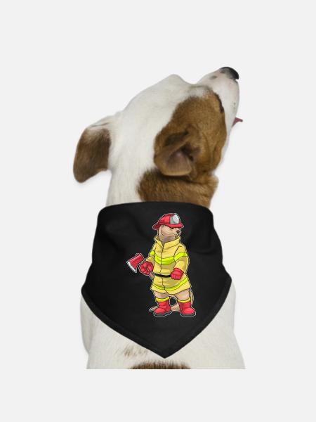 Otter Firefighter Axe Fire Brigade - Dog Bandana - black - Front