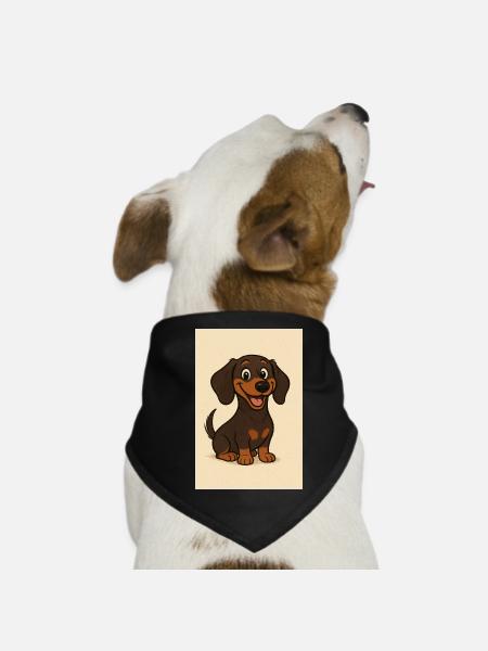 Glücklicher Dackel - Hunde-Bandana - Schwarz - Vorne
