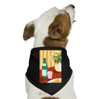 Warmer Stillleben Flasche, weiße Blüten - Hunde-Bandana - Schwarz - Vorne