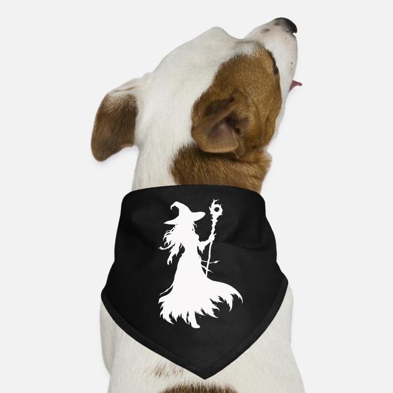 Silhouette de sorcière avec bâton Bandana pour chien