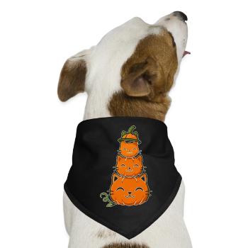 Fröhliche Kürbiskatzen-Stack - Hunde-Bandana - Schwarz - Vorne