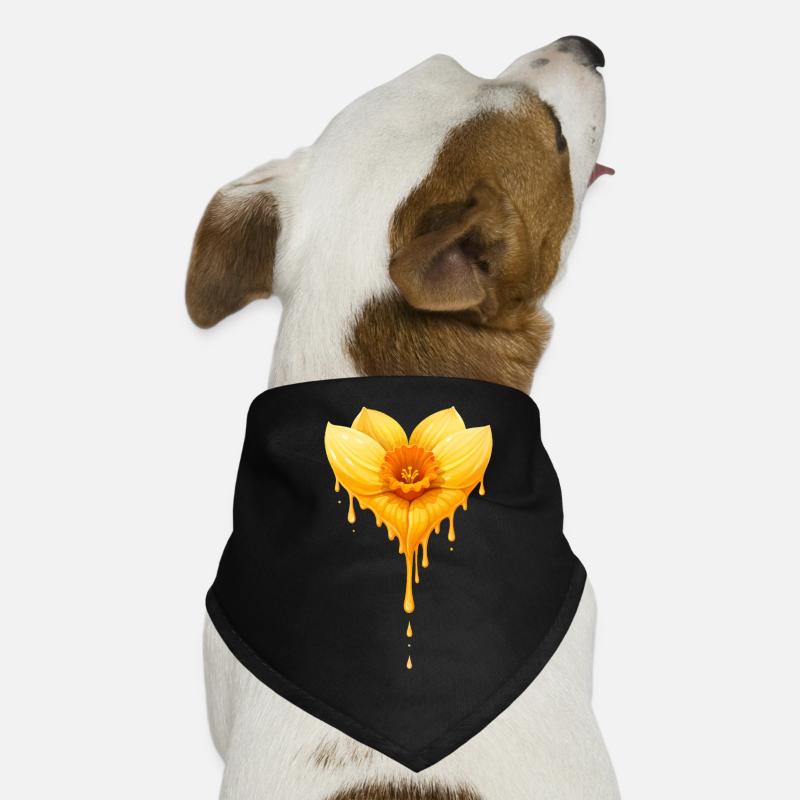 Illustration en forme de cœur de fleur de jonquille Bandana pour chien