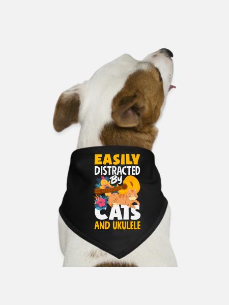 Lustiges Ukulele Designs Und Sprüche - Hunde-Bandana - Schwarz - Vorne