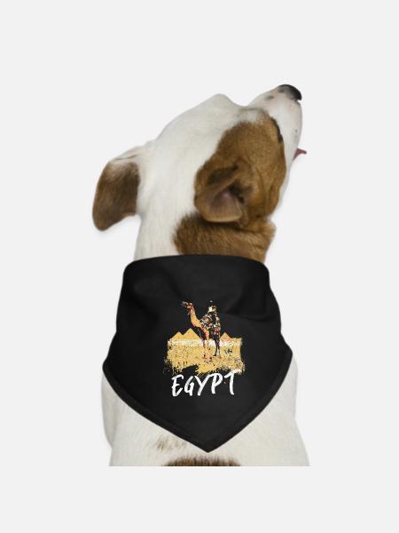 Illustration: Beduinen Ägyptens und Pyramiden - Hunde-Bandana - Schwarz - Vorne
