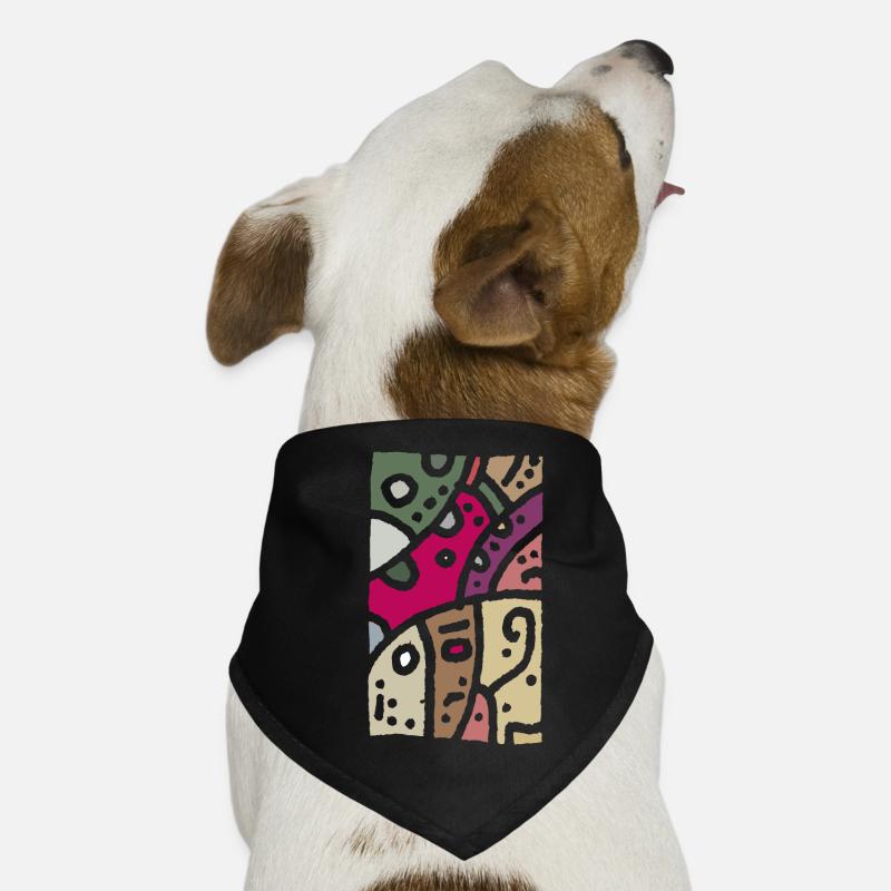 Muster Kunst - Ethno Farbe - Hunde-Bandana - Schwarz