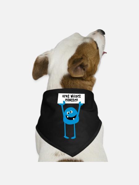 Opa Monster wild Demo Comic coole lustige Sprüche - Hunde-Bandana - Schwarz - Vorne