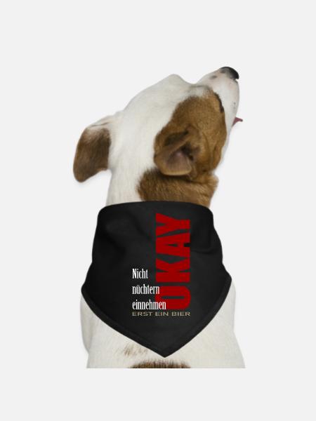 NICHT NÜCHTERN einnehmen Okay erst ein Bier - Hunde-Bandana - Schwarz - Vorne