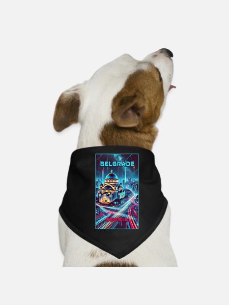 Belgrade Serbie Skyline Design - Bandana pour chien - noir - Devant