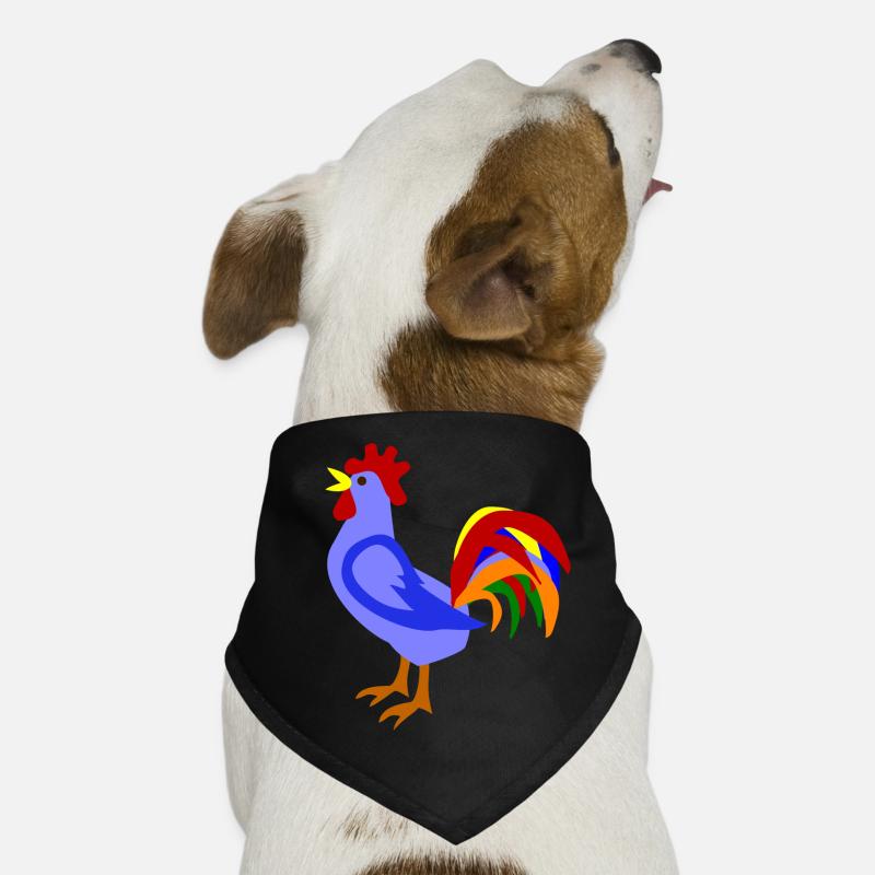 Farbenfroher Hahn im Kunstdesign Hunde-Bandana