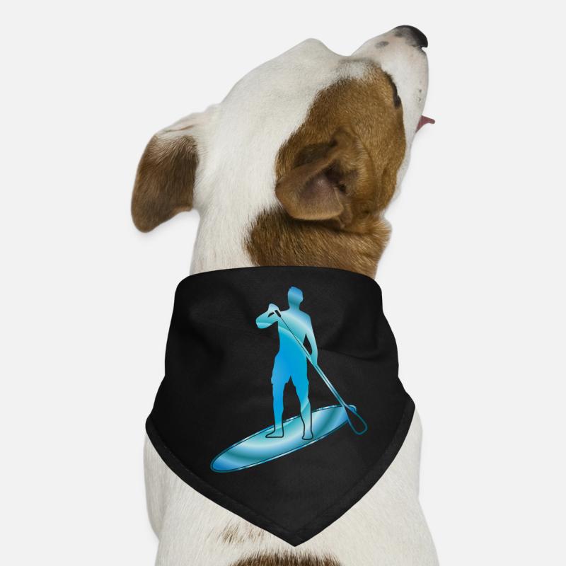 Stand up paddling - Mann mit Board in Wasserfarben Hunde-Bandana