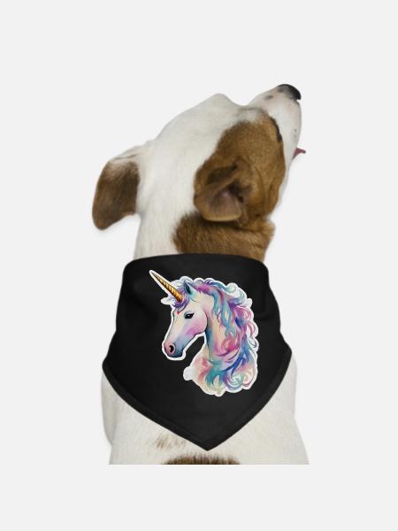 Einhorn - Hunde-Bandana - Schwarz - Vorne