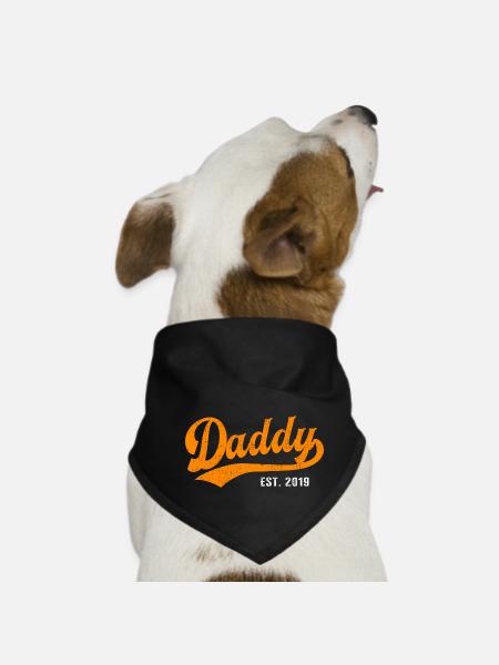 Daddy - Bester Dad Daddy Papa der Welt - est. 2019 - Hunde-Bandana - Schwarz - Vorne