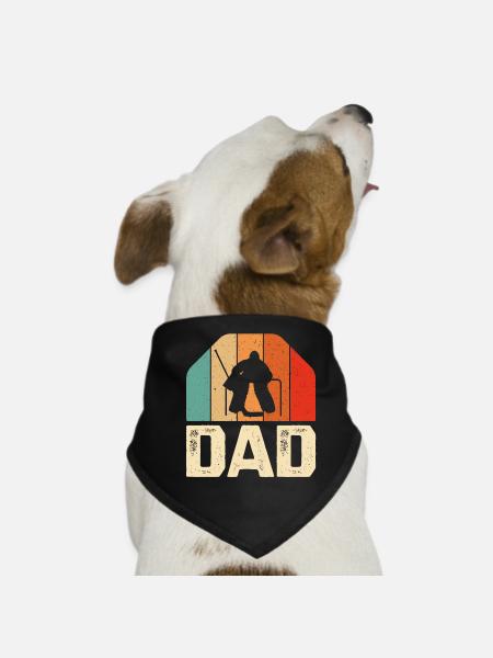Joueur de hockey sur glace Gardien Papa Cadeaux pour la fête des pères - Bandana pour chien - noir - Devant