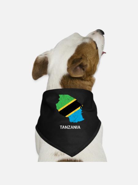 Tanzania country map &flag - Dog Bandana - black - Front
