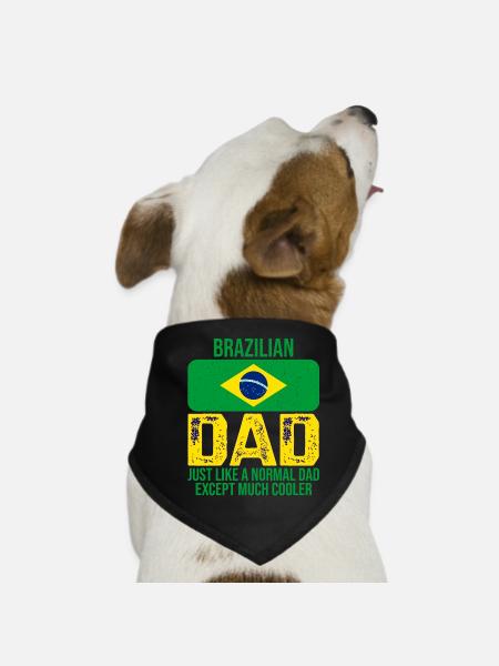 Brazilian father Brazil flag Father's Day - Dog Bandana - black - Front
