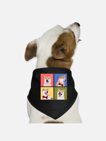Pop Art Shiba Inu Art Aesthetique Photographie - Bandana pour chien - noir - Devant