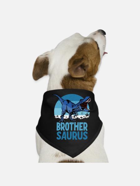 Brother Saurus Brothersaurus Dinosaur Family - Dog Bandana - black - Front