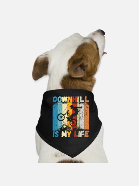 Downhill is My Life VTT RetroVintage - Bandana pour chien - noir - Devant