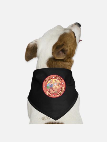 Real guys pull caravan camping camper nature - Dog Bandana - black - Front