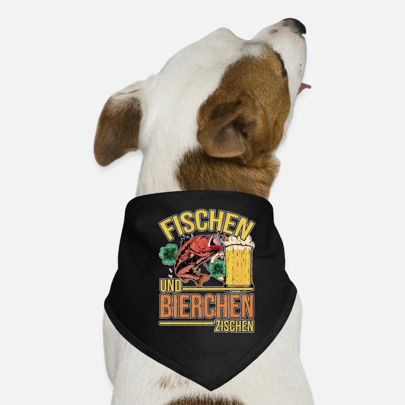 Fischen und Bierchen zischen Angeln Angler Spruch Hunde-Bandana