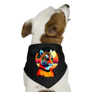Cooler Tiger trägt Sonnenbrille - Hunde-Bandana - Schwarz - Vorne